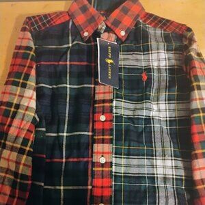Ralph Lauren Boys’ Patchwork Plaid Button-Up Shirt Size 5